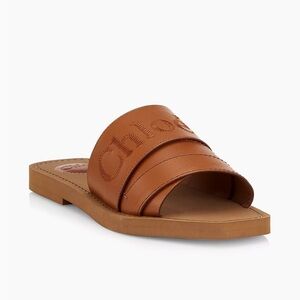 New Chloé Woody Leather Logo Slides